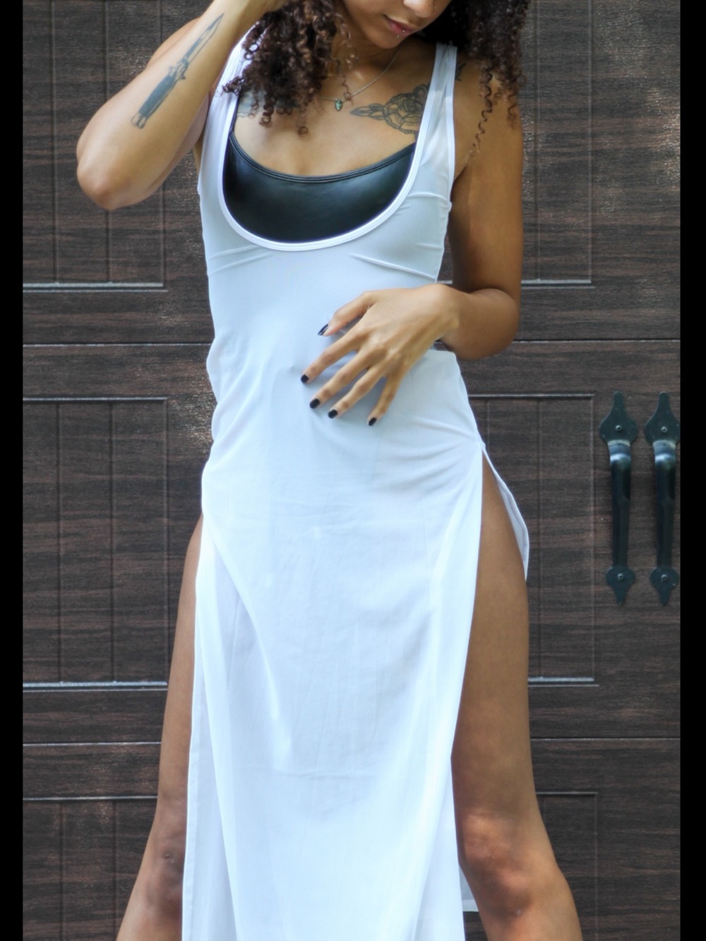White Sheer Side-Slit Cover Up - Picture 2 of 3